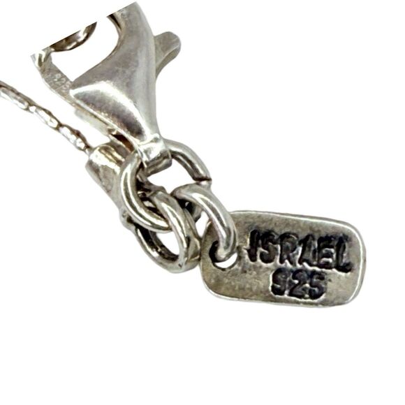 925 Sterling Silver Blue Fire Opal Pendant Necklace 19" Dainty Artisan Israeli - Picture 13 of 13